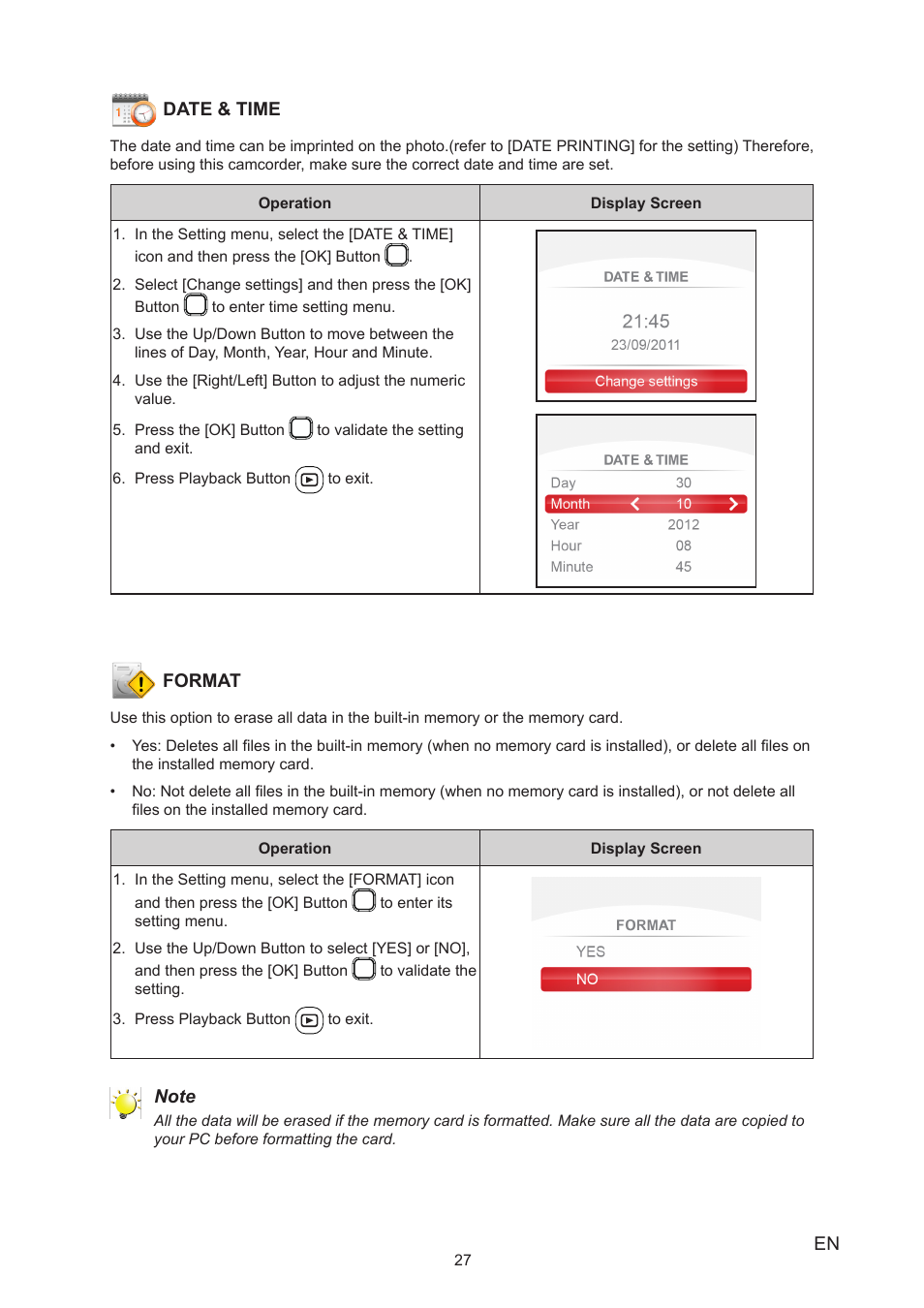 Toshiba Camileo BW20 User Manual | Page 27 / 47