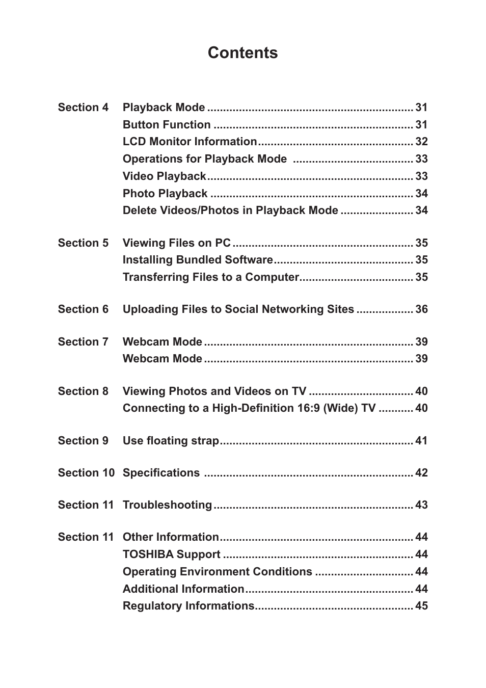 Toshiba Camileo BW20 User Manual | Page 4 / 47