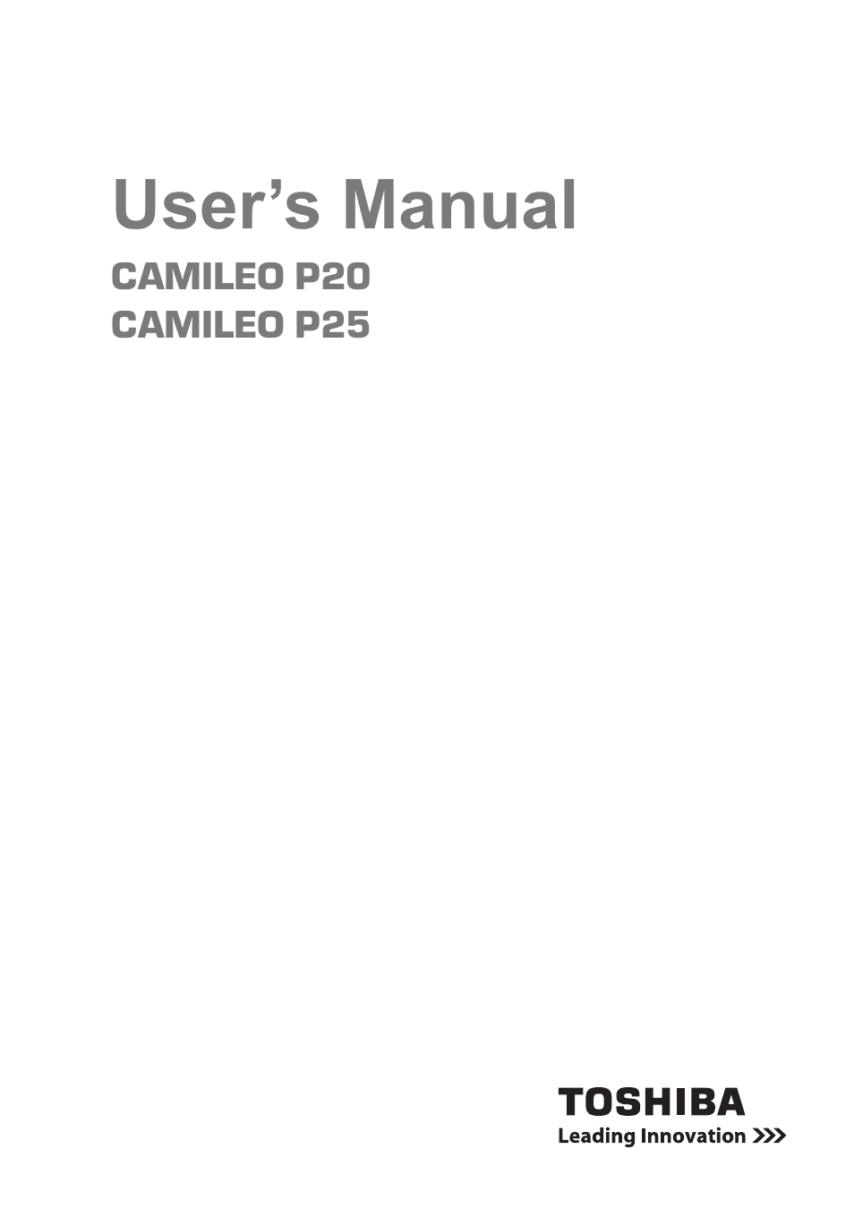 Toshiba Camileo P25 User Manual | 47 pages