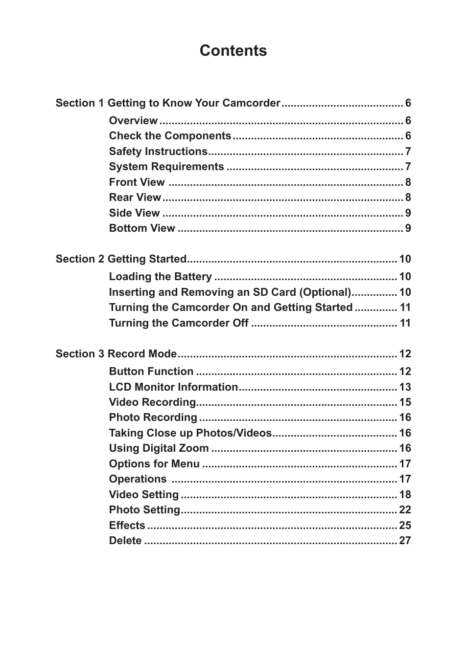 Toshiba Camileo P25 User Manual | Page 3 / 47