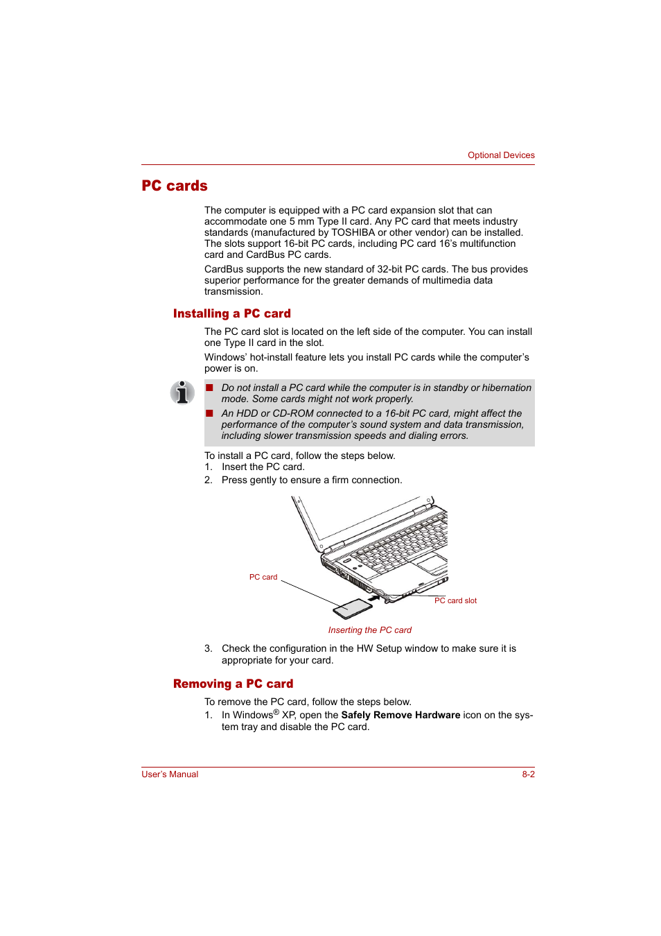 Pc cards, Pc cards -2 | Toshiba Tecra A4 (PTA42) User Manual | Page 111 / 174