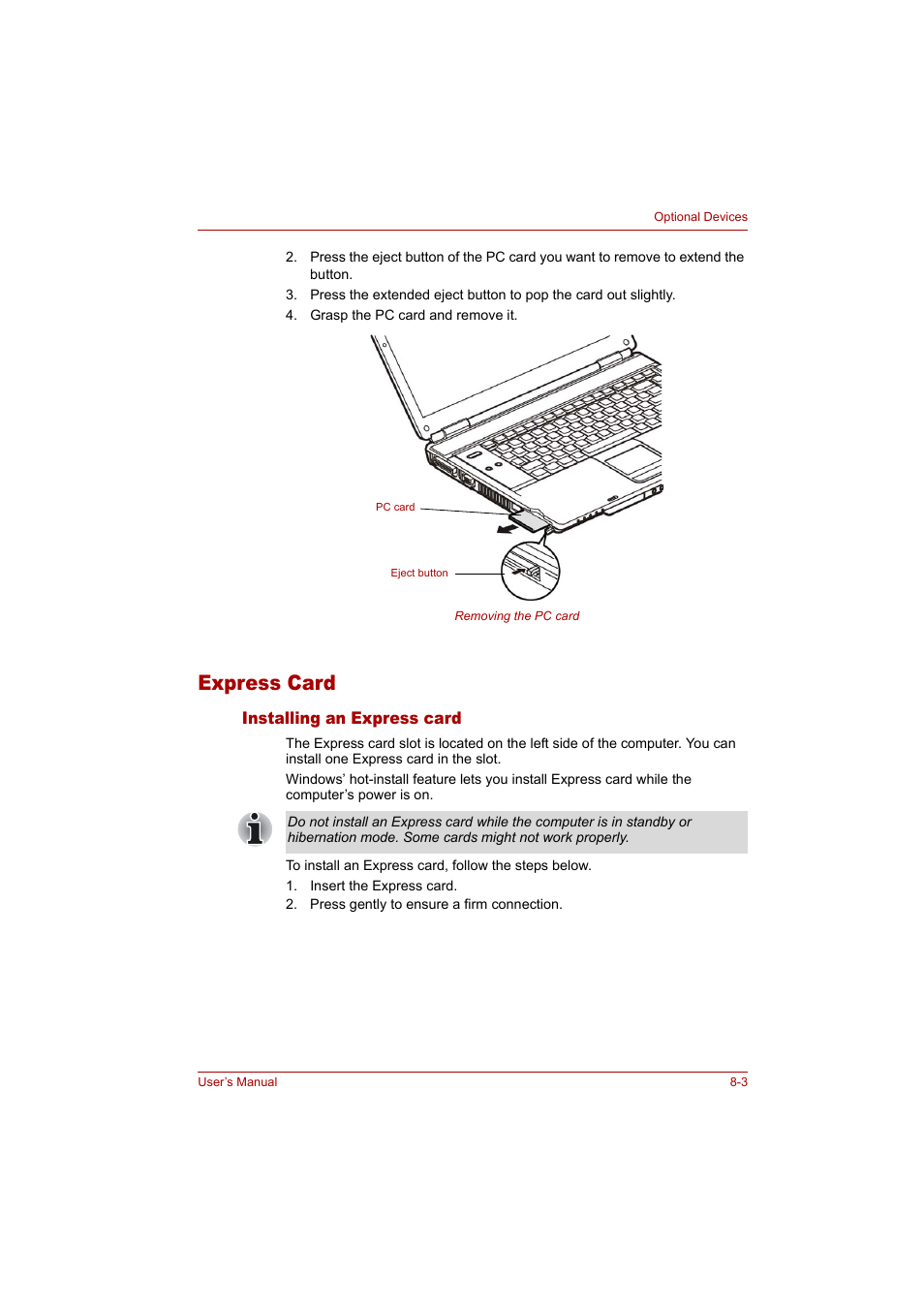 Express card, Express card -3 | Toshiba Tecra A4 (PTA42) User Manual | Page 112 / 174