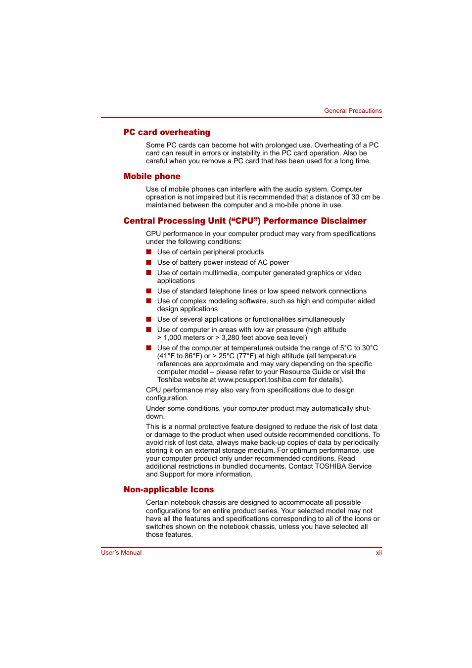 Toshiba Tecra A4 (PTA42) User Manual | Page 12 / 174