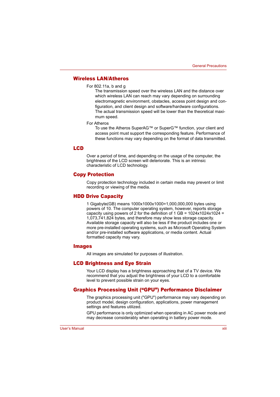 Toshiba Tecra A4 (PTA42) User Manual | Page 13 / 174