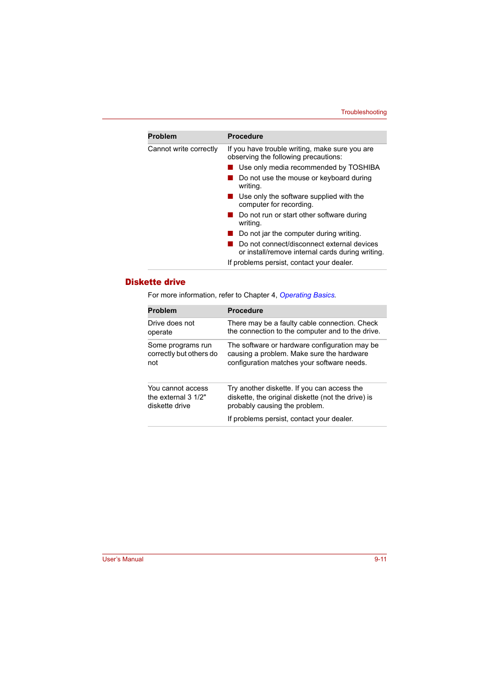 Diskette drive | Toshiba Tecra A4 (PTA42) User Manual | Page 135 / 174