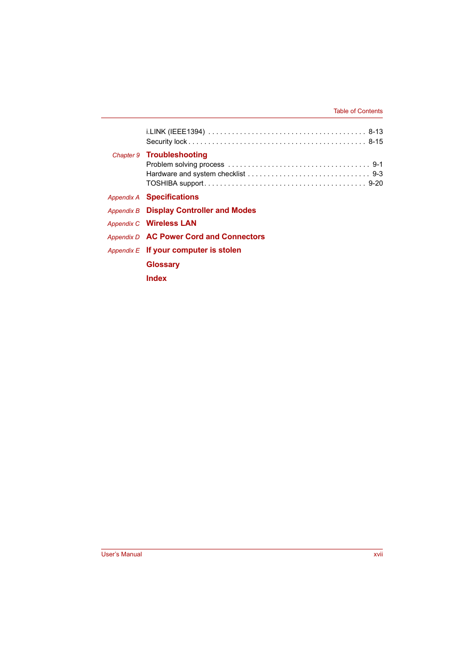 Toshiba Tecra A4 (PTA42) User Manual | Page 17 / 174