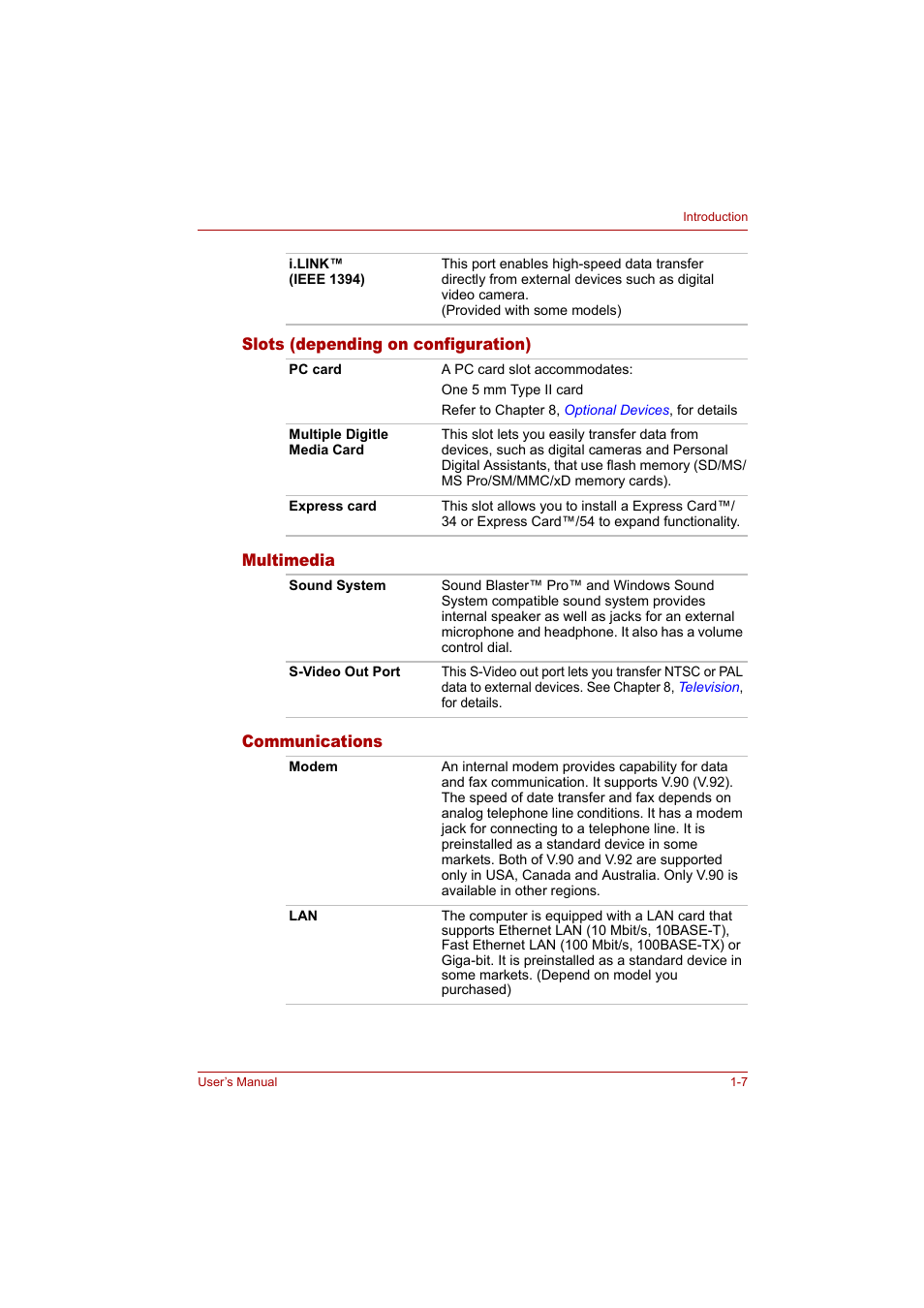 Toshiba Tecra A4 (PTA42) User Manual | Page 24 / 174