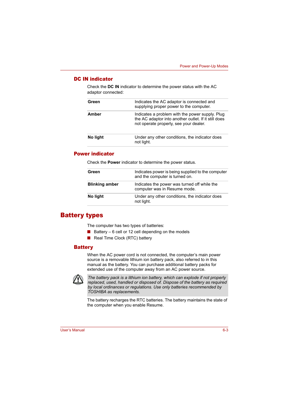 Battery types, Battery types -3 | Toshiba Tecra A4 (PTA42) User Manual | Page 91 / 174