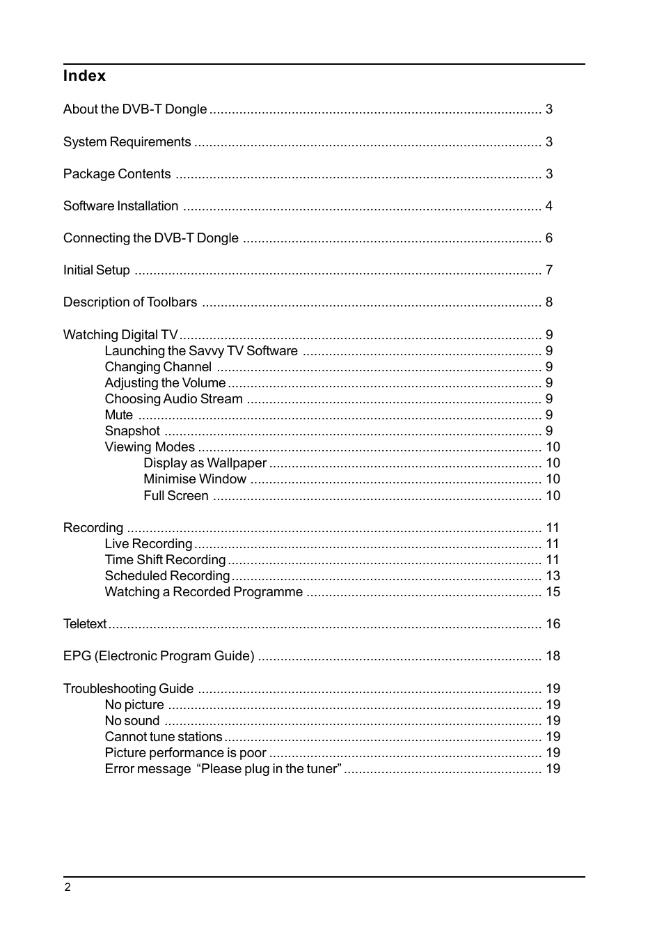 Toshiba DVB-T Tuner User Manual | Page 2 / 19