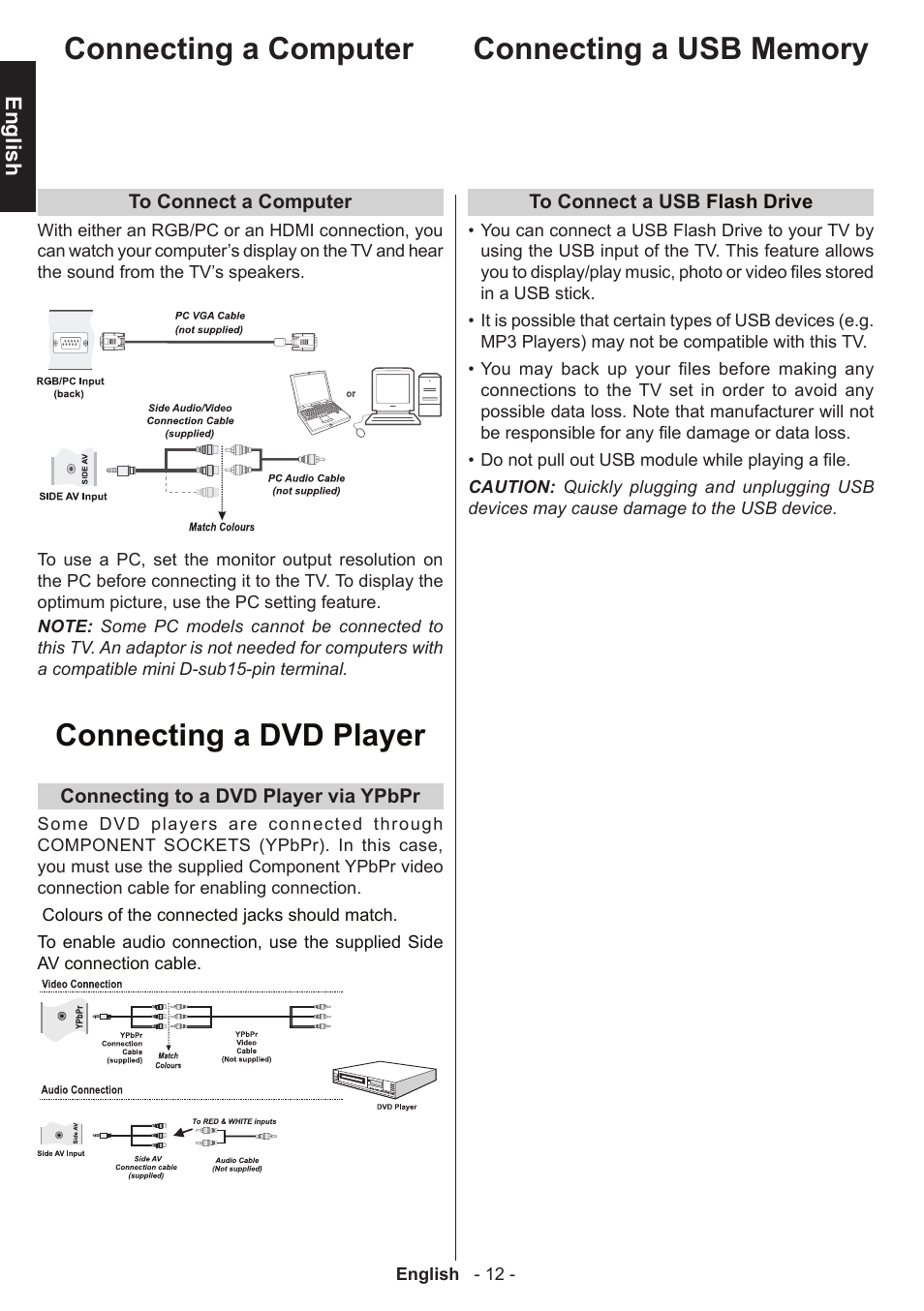 Connecting a computer, Connecting a dvd player | Toshiba D1434 User Manual | Page 14 / 61