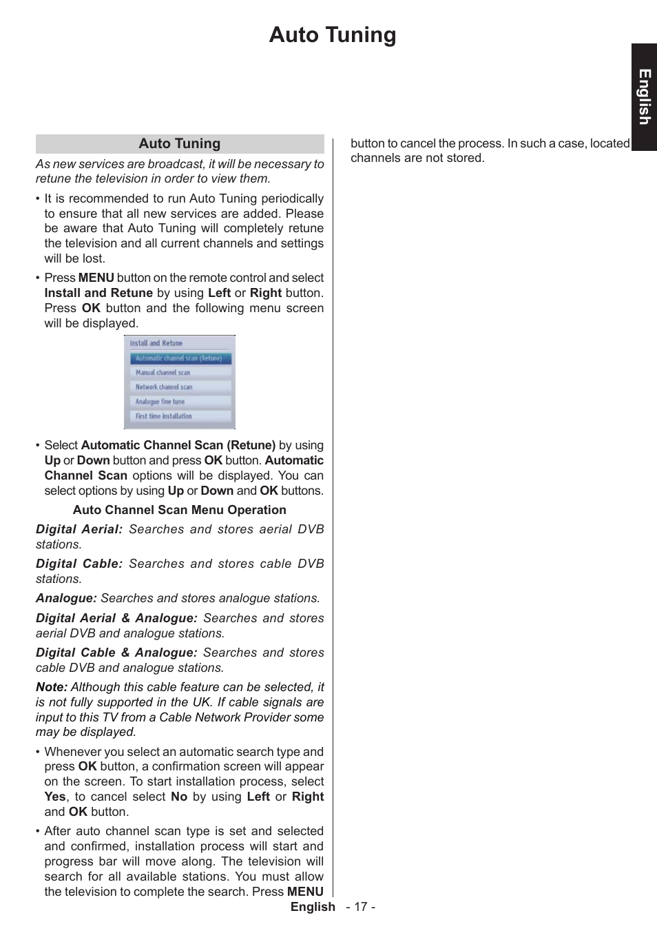 Auto tuning, English | Toshiba D1434 User Manual | Page 19 / 61