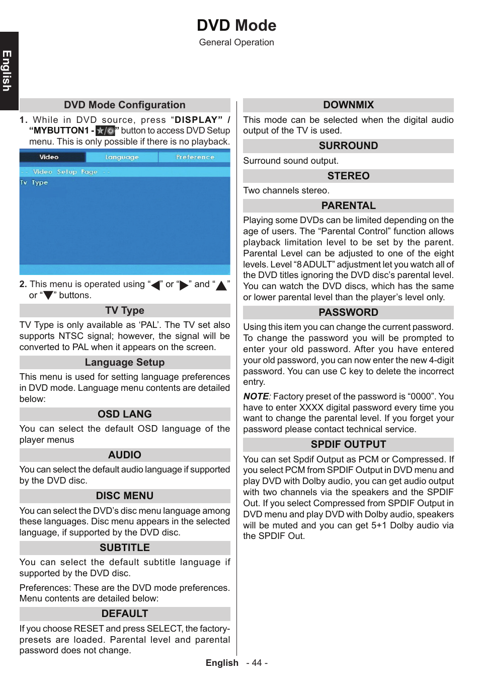 Dvd mode | Toshiba D1434 User Manual | Page 46 / 61