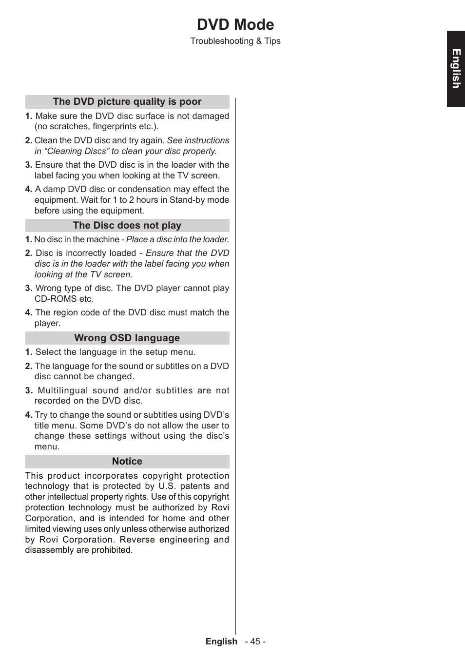 Dvd mode | Toshiba D1434 User Manual | Page 47 / 61