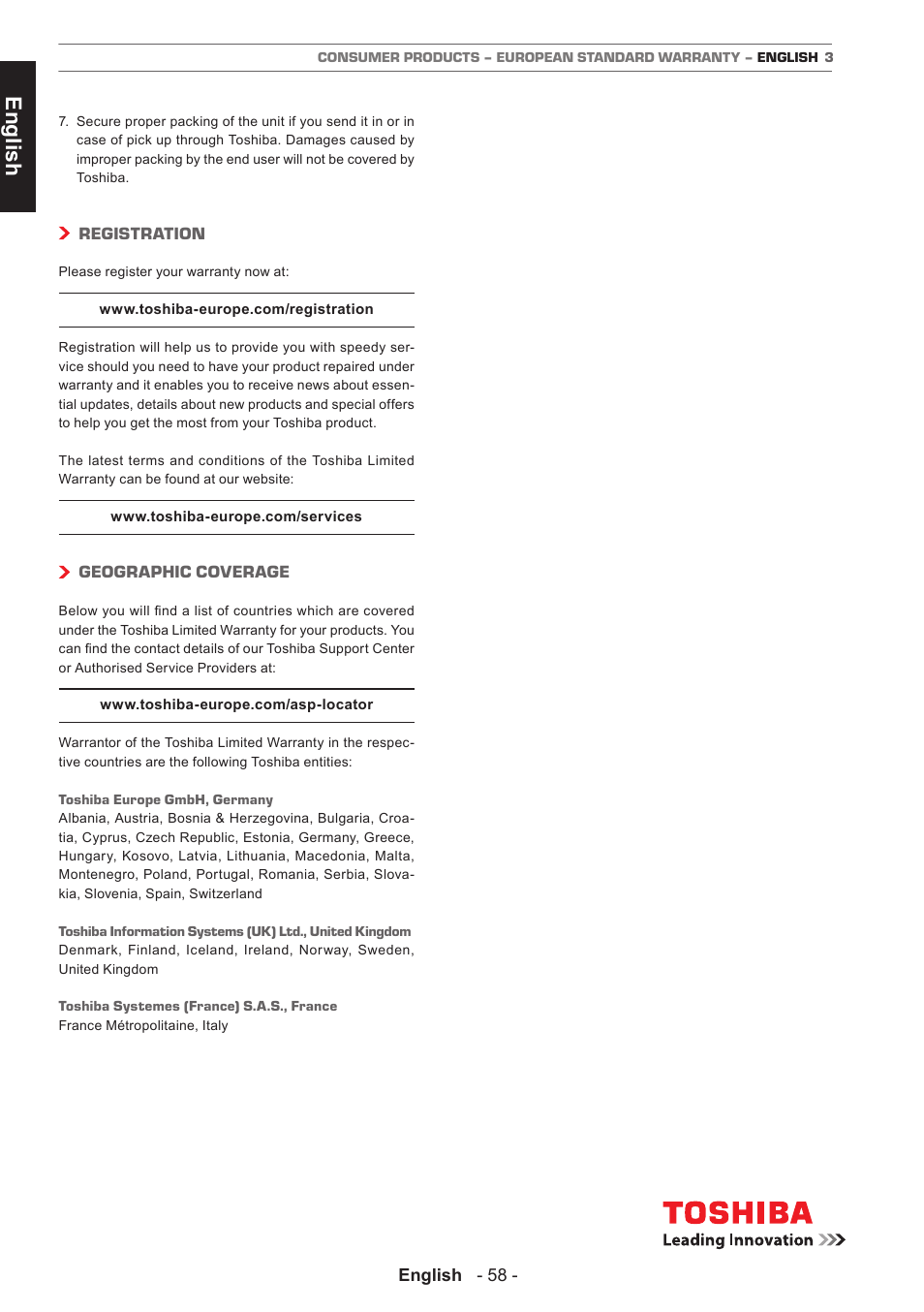 English | Toshiba D1434 User Manual | Page 60 / 61