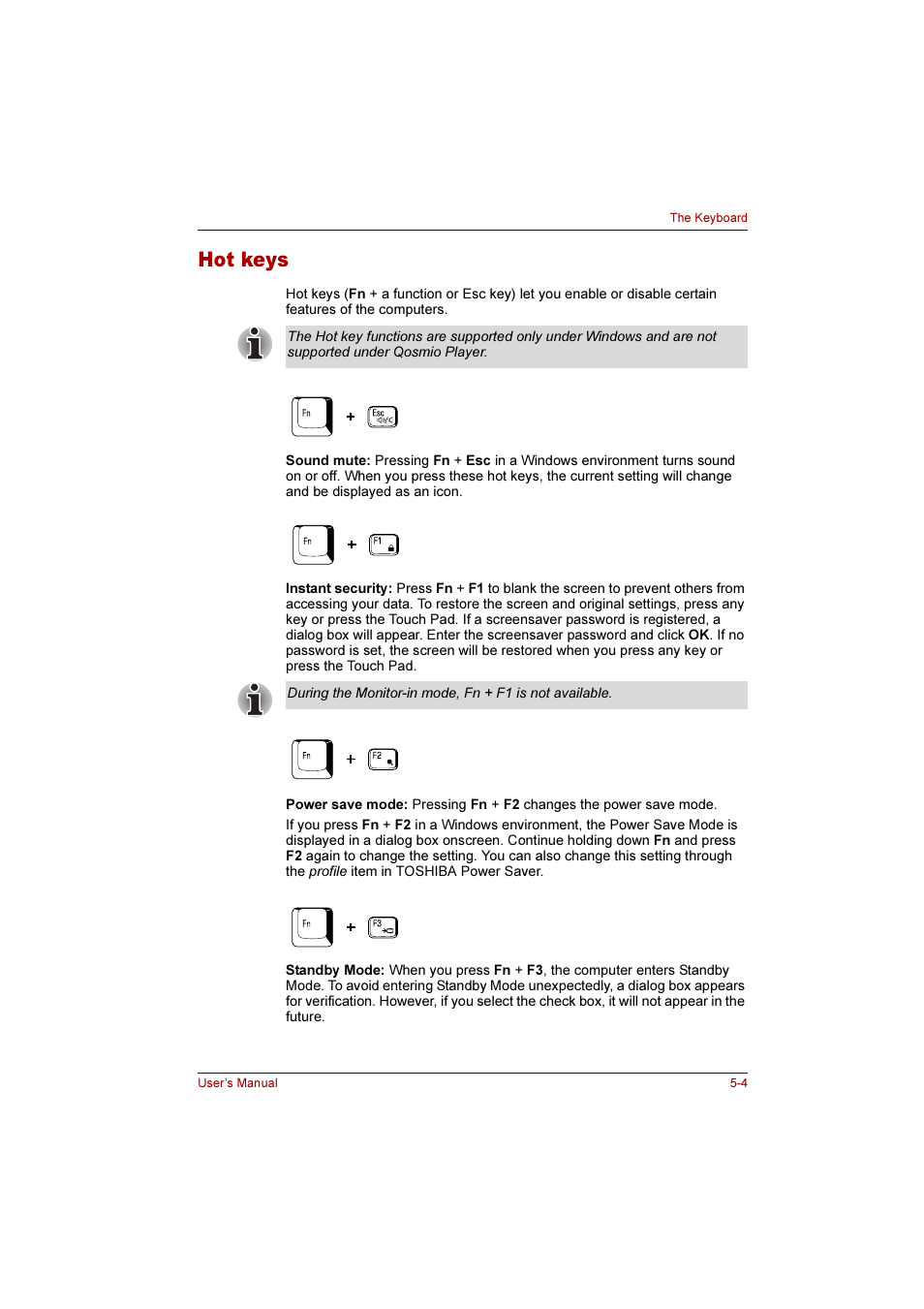 Hot keys, Hot keys -4 | Toshiba Qosmio E10 User Manual | Page 104 / 200