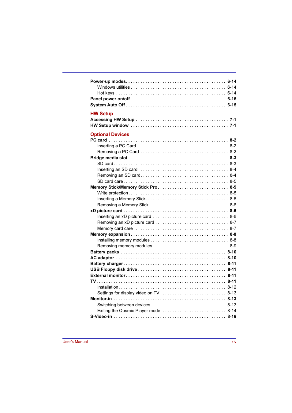 Toshiba Qosmio E10 User Manual | Page 14 / 200