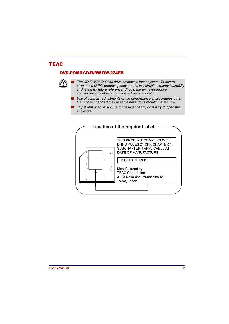 Teac | Toshiba Qosmio E10 User Manual | Page 6 / 200