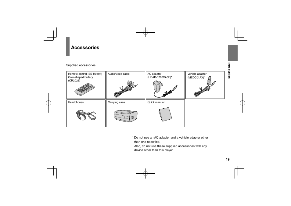 Accessories | Toshiba SDP95S User Manual | Page 19 / 74