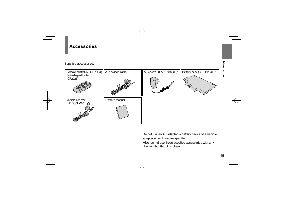 Accessories | Toshiba SDP94S User Manual | Page 19 / 76