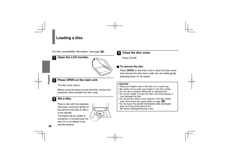 Loading a disc | Toshiba SDP94S User Manual | Page 36 / 76