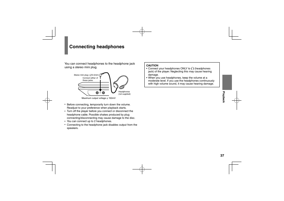 Connecting headphones | Toshiba SDP94S User Manual | Page 37 / 76