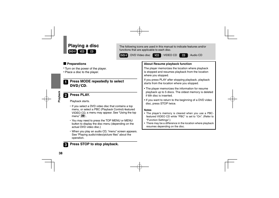 Playing a disc | Toshiba SDP94S User Manual | Page 38 / 76