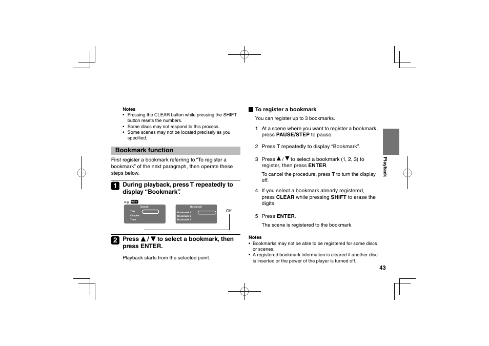 Bookmark function | Toshiba SDP94S User Manual | Page 43 / 76