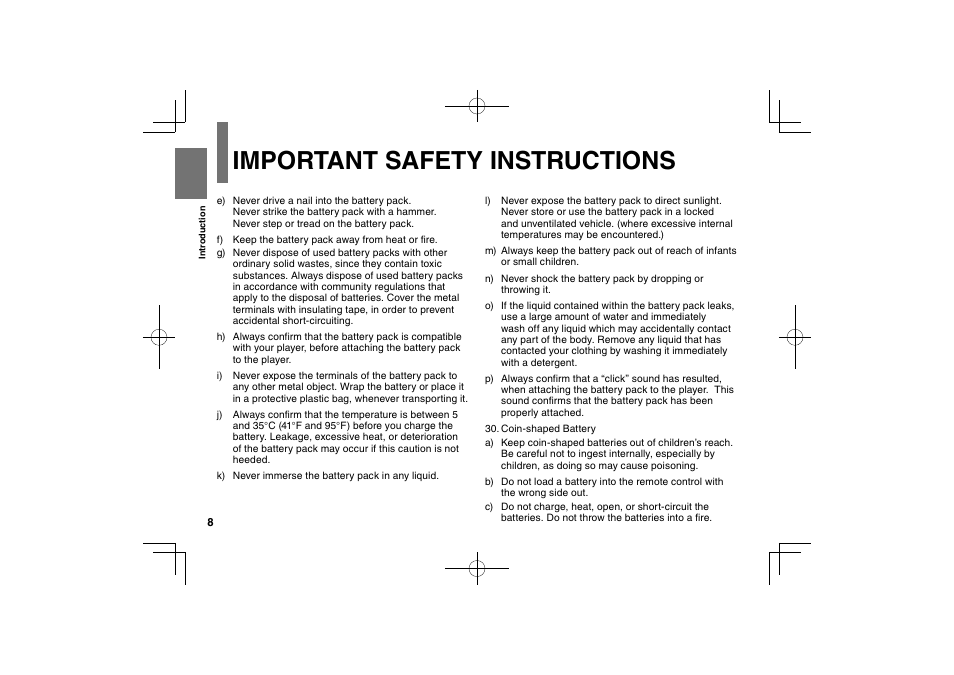 Important safety instructions | Toshiba SDP94S User Manual | Page 8 / 76