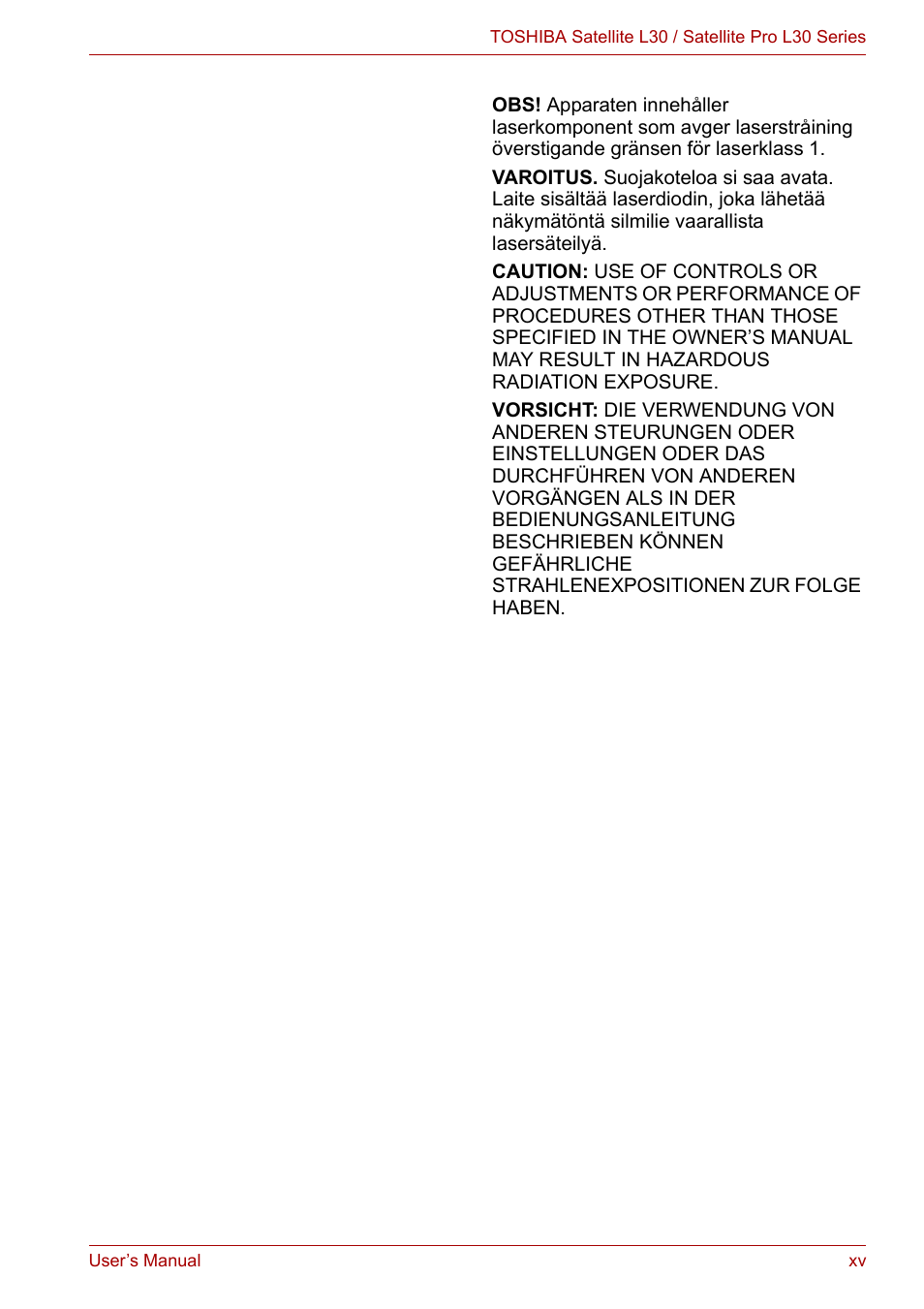 Toshiba Satellite L30 (PSL33) User Manual | Page 15 / 165