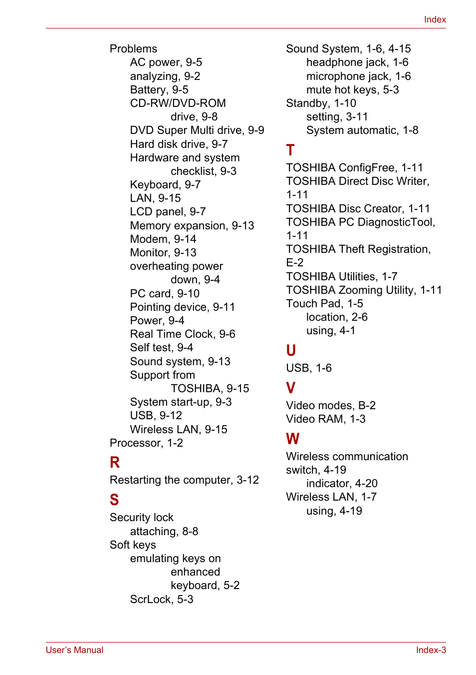 Toshiba Satellite L30 (PSL33) User Manual | Page 165 / 165