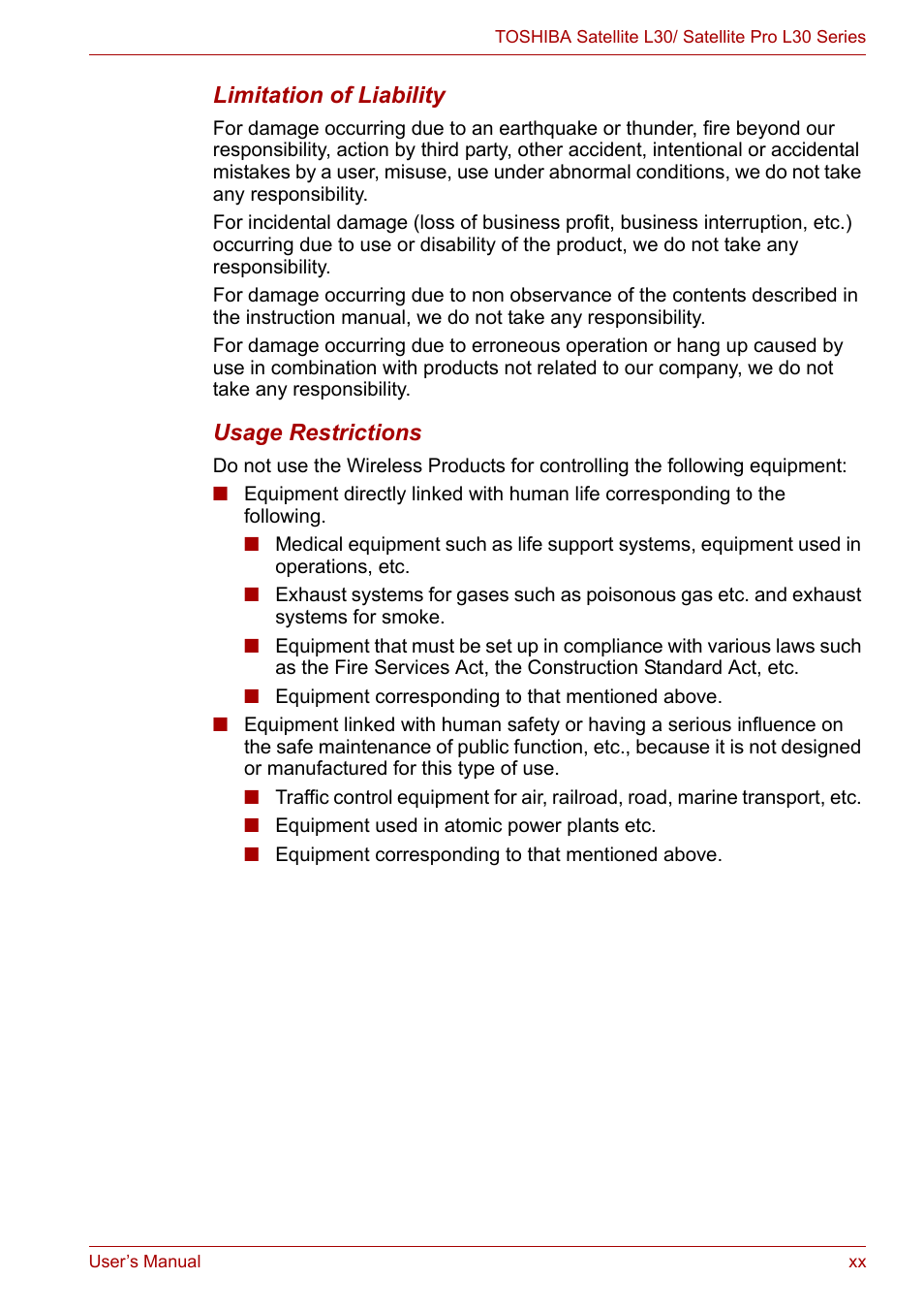 Toshiba Satellite L30 (PSL33) User Manual | Page 20 / 165