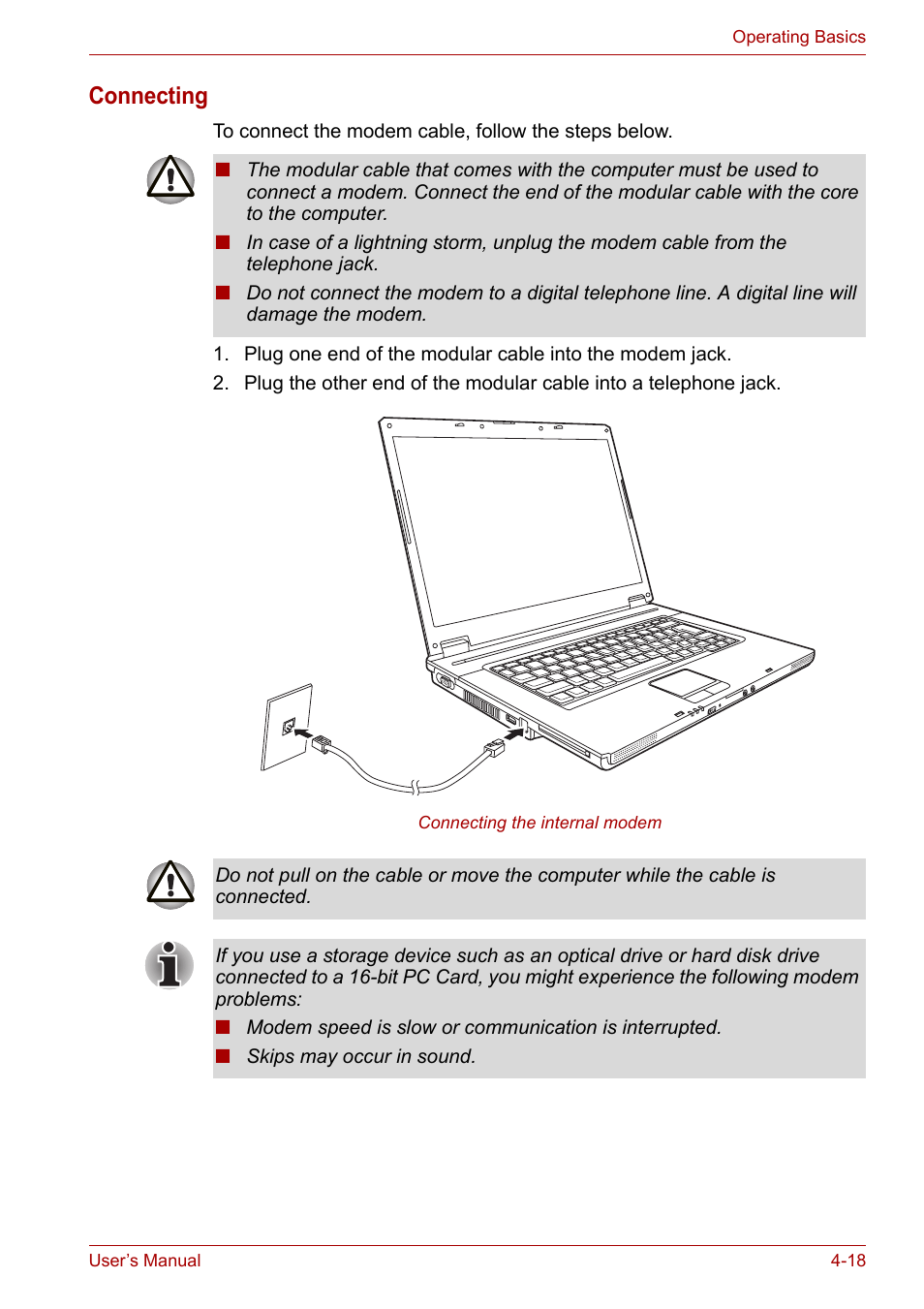 Connecting | Toshiba Satellite L30 (PSL33) User Manual | Page 80 / 165