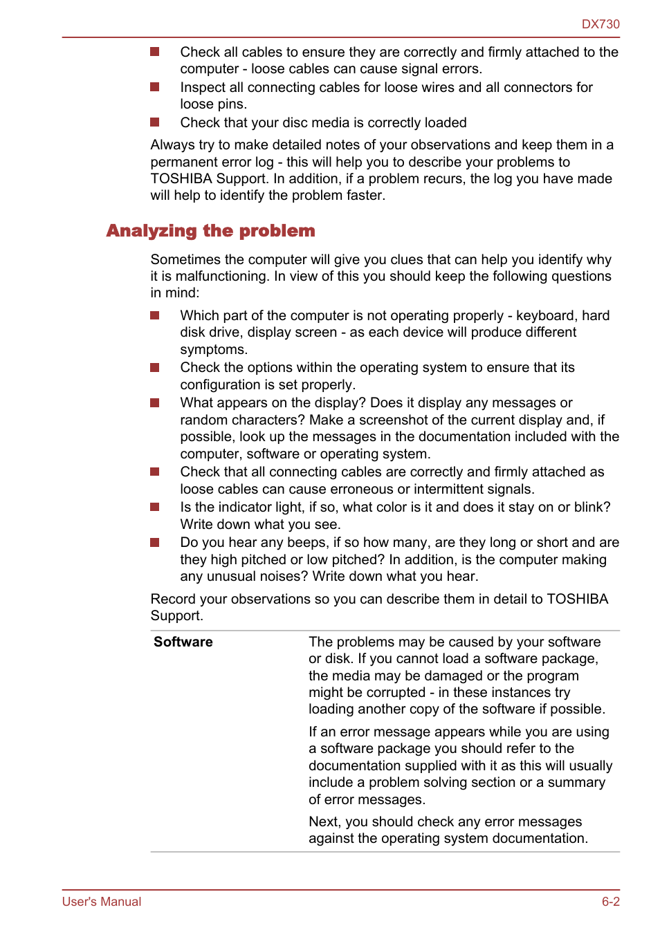 Analyzing the problem | Toshiba Qosmio DX730 User Manual | Page 121 / 150
