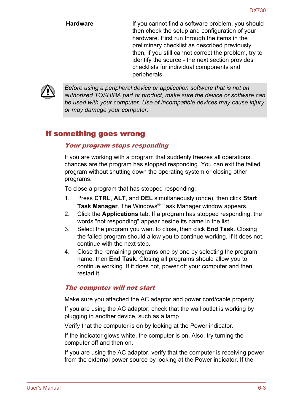 If something goes wrong | Toshiba Qosmio DX730 User Manual | Page 122 / 150