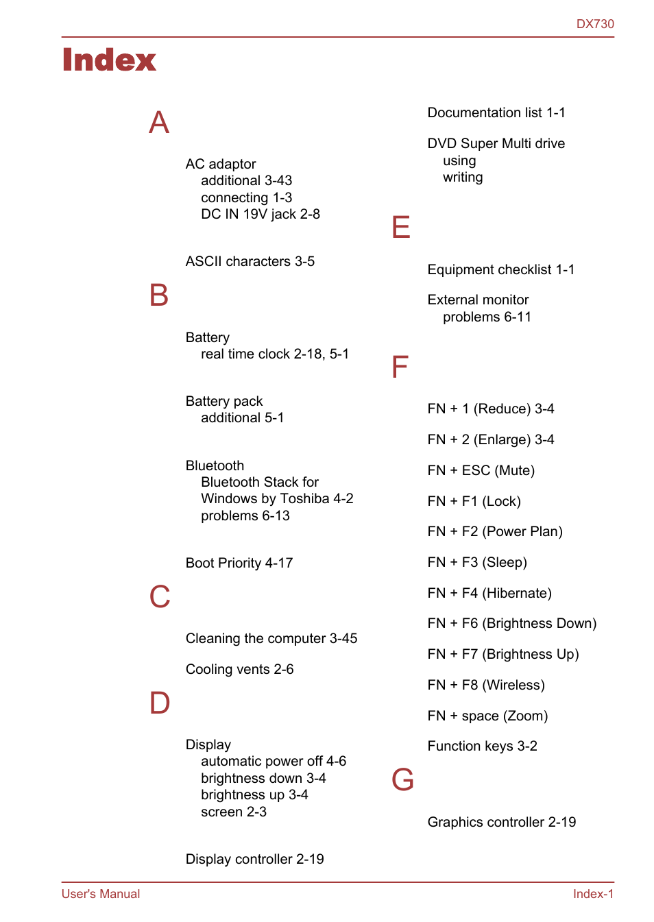 Index, Index a | Toshiba Qosmio DX730 User Manual | Page 148 / 150