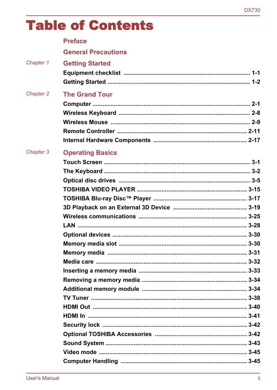 Toshiba Qosmio DX730 User Manual | Page 2 / 150