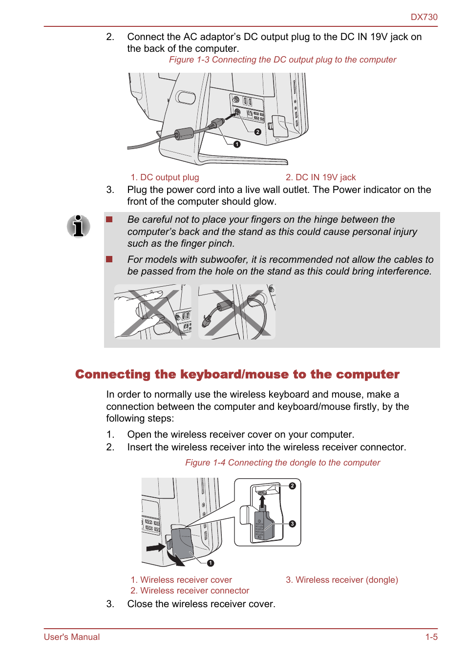 Connecting the keyboard/mouse to the computer | Toshiba Qosmio DX730 User Manual | Page 22 / 150