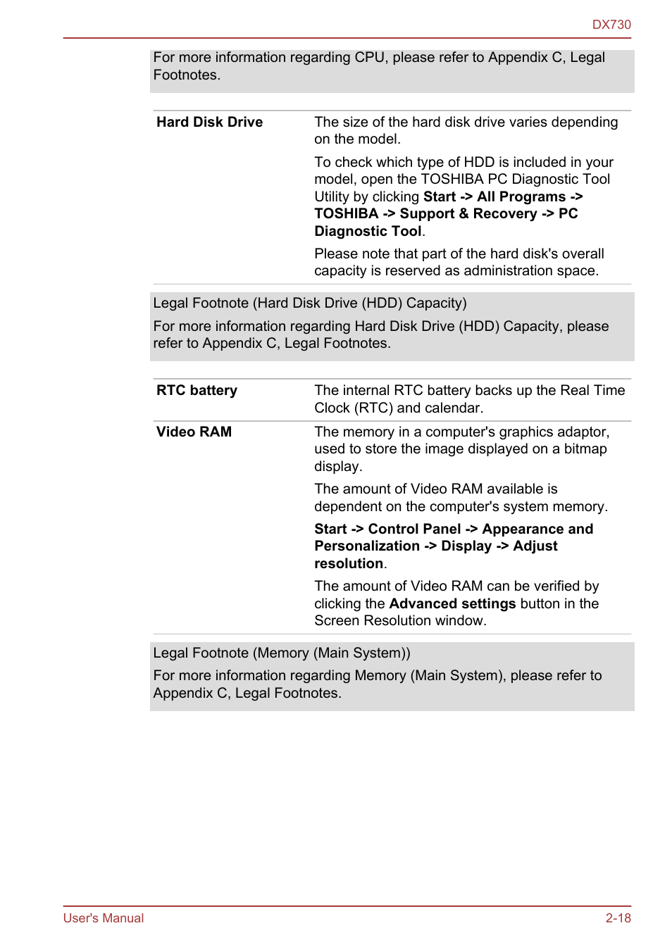 Toshiba Qosmio DX730 User Manual | Page 47 / 150