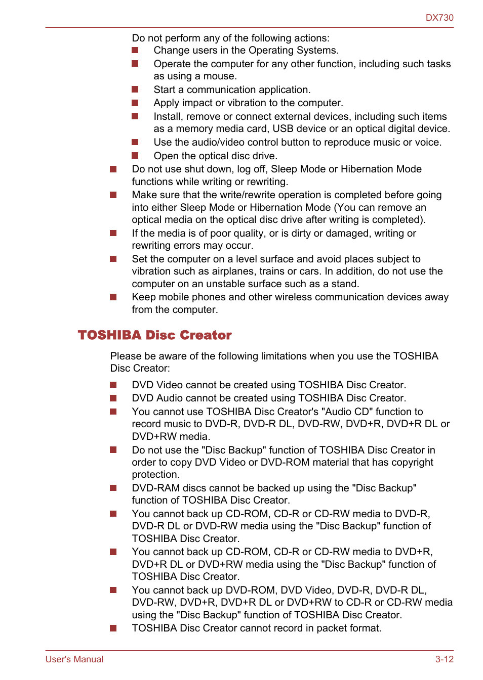 Toshiba disc creator | Toshiba Qosmio DX730 User Manual | Page 60 / 150