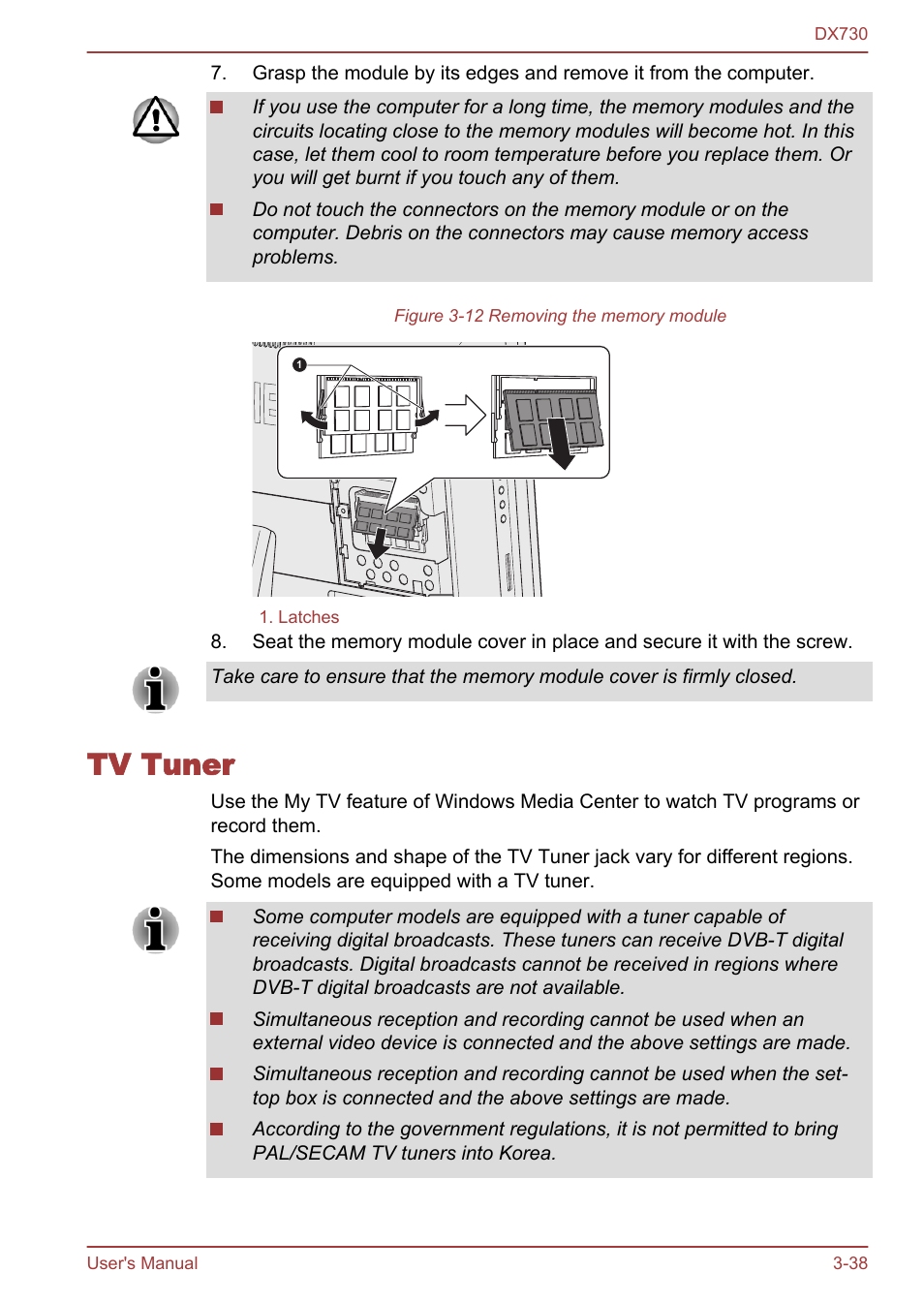 Tv tuner, Tv tuner -38 | Toshiba Qosmio DX730 User Manual | Page 86 / 150