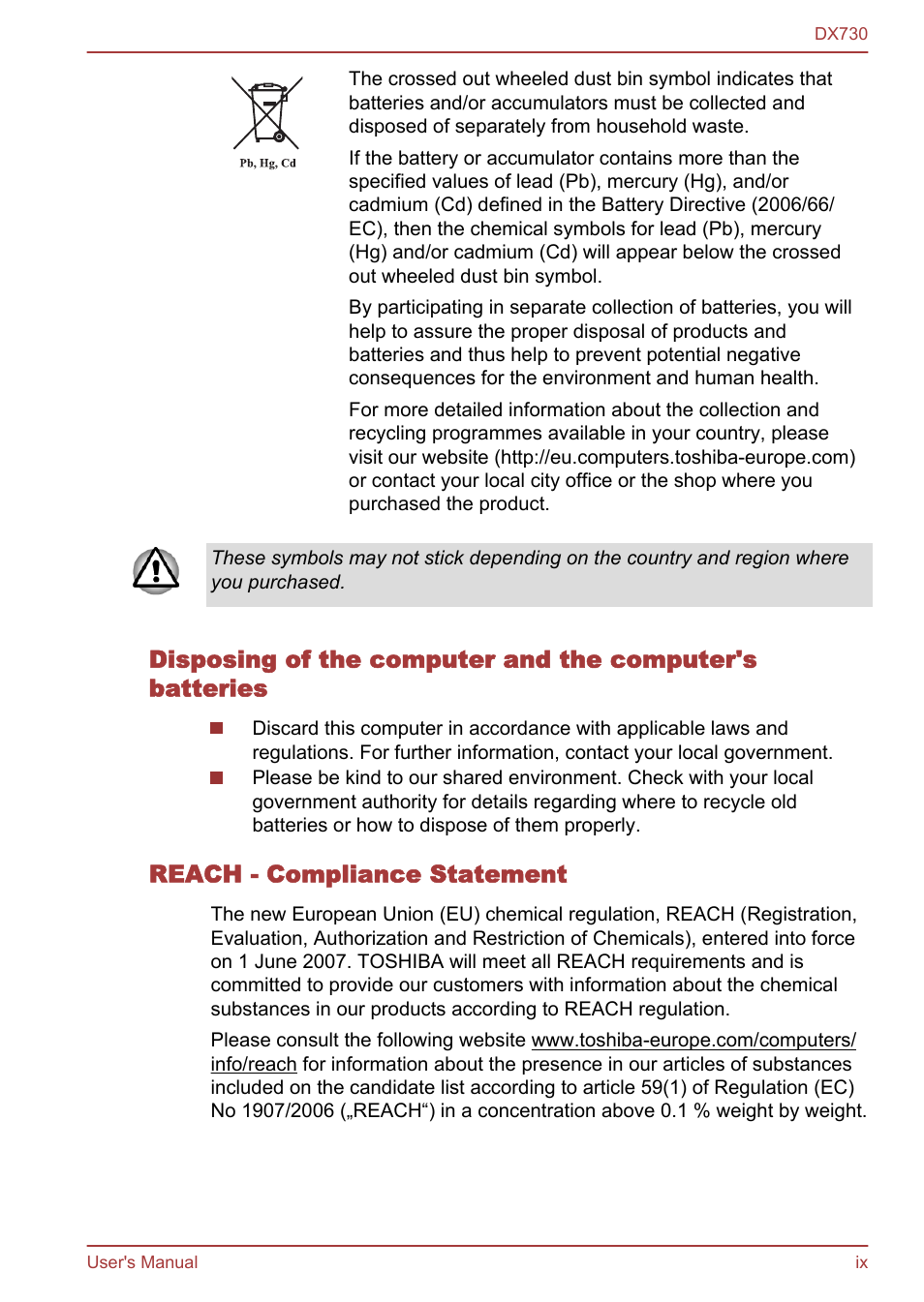 Toshiba Qosmio DX730 User Manual | Page 9 / 150