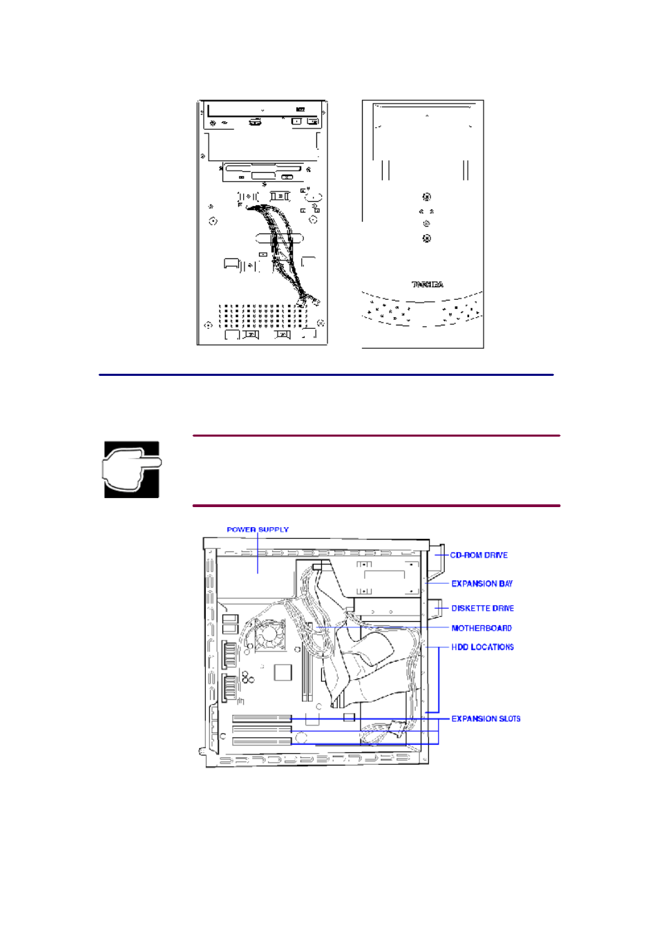 Locating the internal components | Toshiba Equium 3100 M User Manual | Page 28 / 53