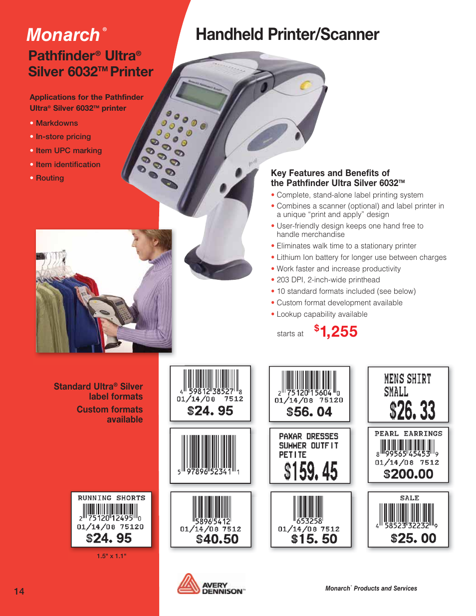 Monarch, Handheld printer/scanner, Pathfinder | Ultra, Silver 6032, Printer | Avery 6032 User Manual | Page 15 / 32