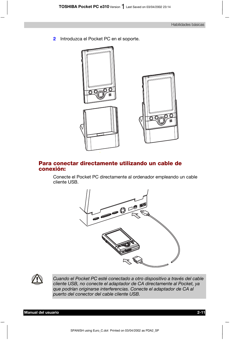 Toshiba Pocket PC e310 User Manual | Page 28 / 107