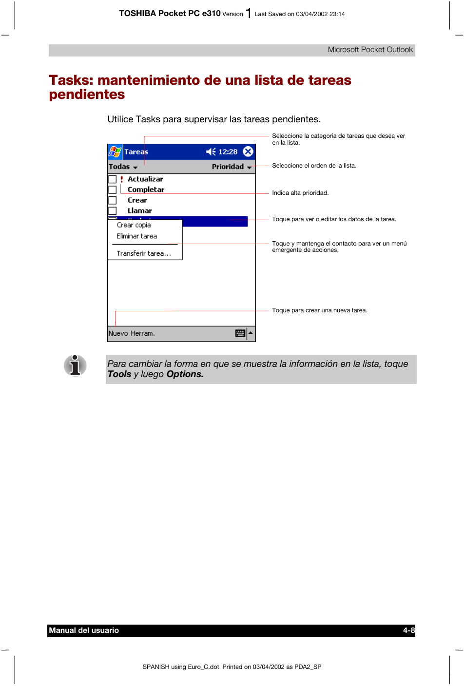 Toshiba Pocket PC e310 User Manual | Page 55 / 107