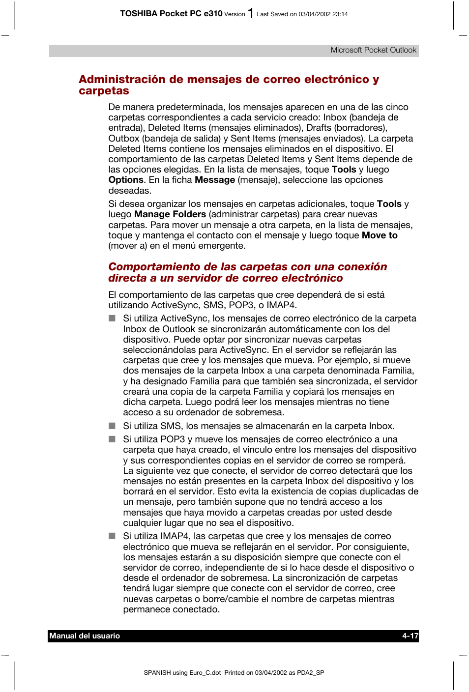 Toshiba Pocket PC e310 User Manual | Page 64 / 107