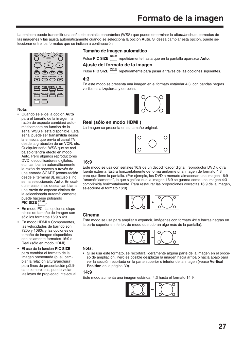 Formato de la imagen | Toshiba DV734 User Manual | Page 27 / 96