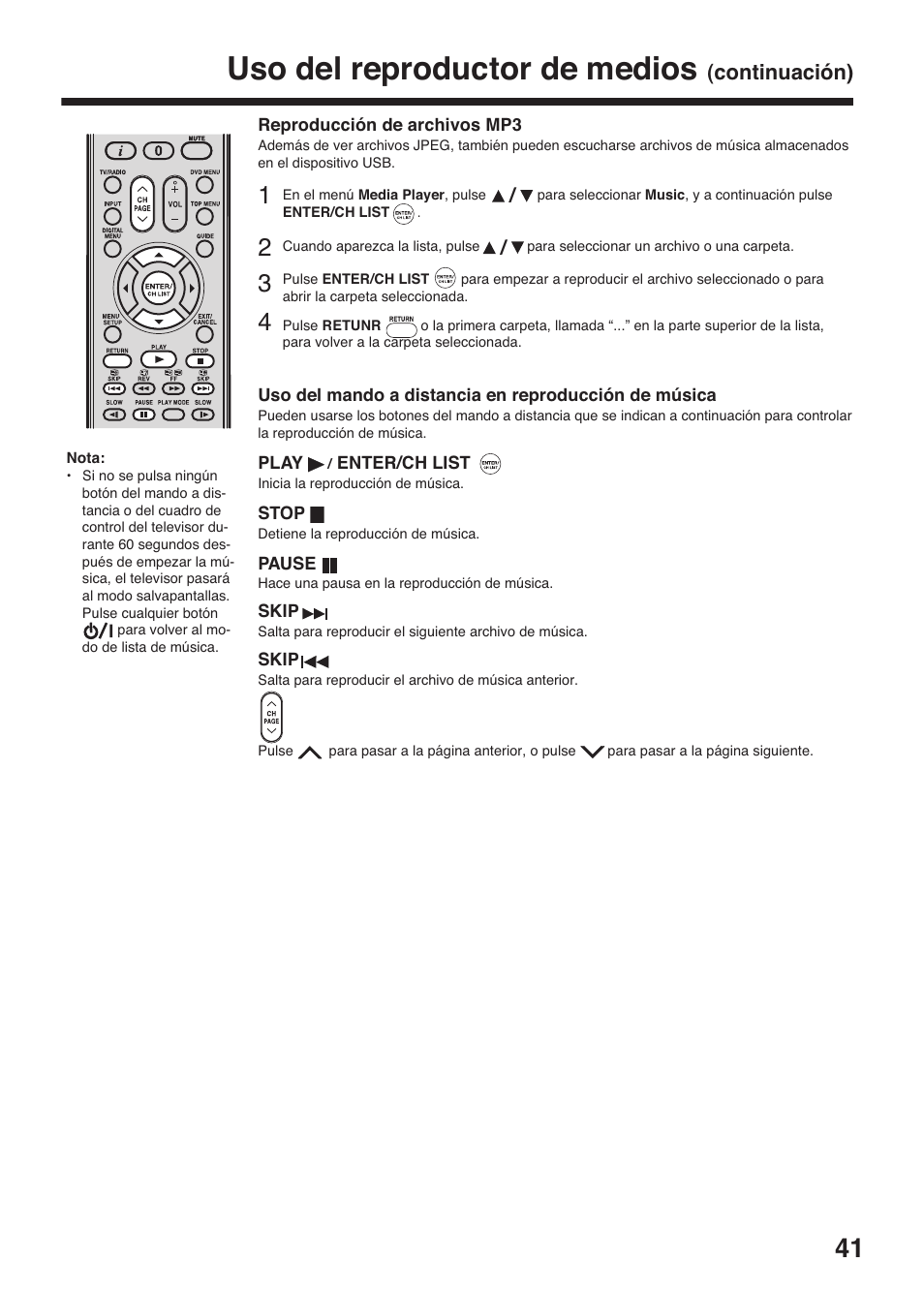 Uso del reproductor de medios, Continuación) | Toshiba DV734 User Manual | Page 41 / 96