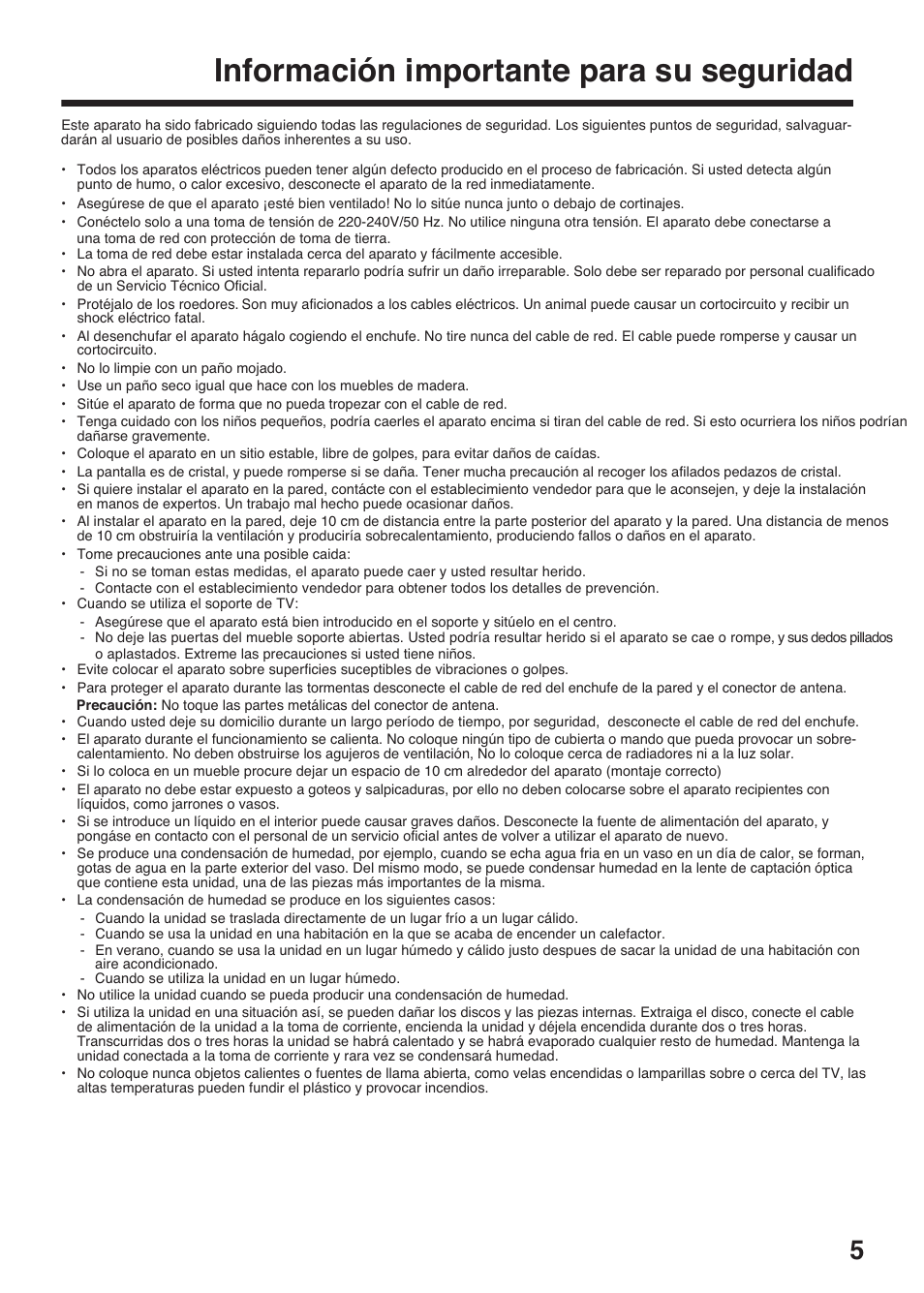 Información importante para su seguridad | Toshiba DV734 User Manual | Page 5 / 96