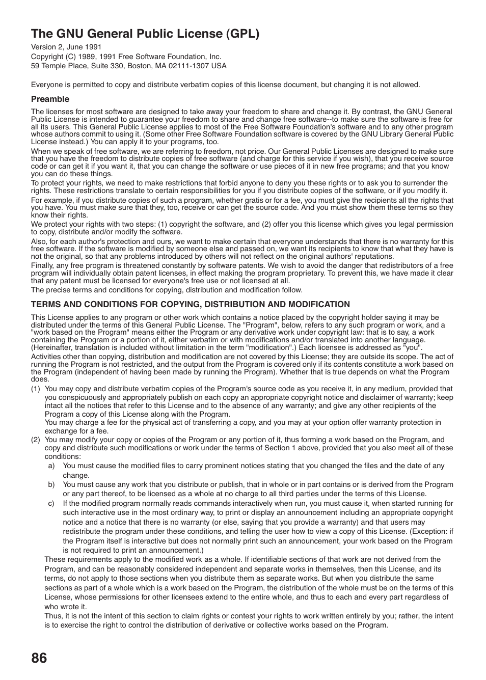 The gnu general public license (gpl) | Toshiba DV734 User Manual | Page 86 / 96